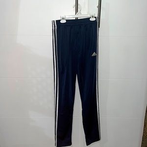 Adidas three stripe blue track pants